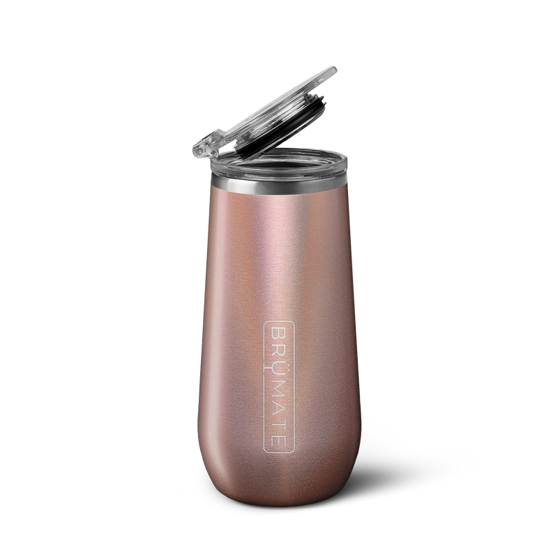 Champagne Flute | Glitter Rose Gold | 12oz